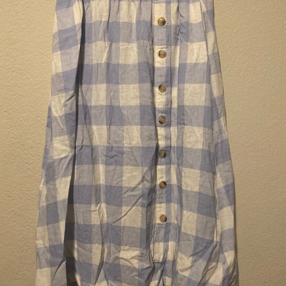 Madewell Light Blue Plaid Midi Skirt - Picture 4 of 8